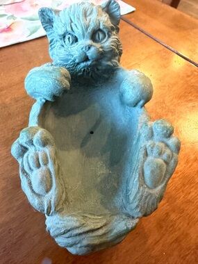 Decorative Cat Shaped Bird Feeder in Teal Green - Unbranded